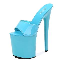 Damen 20CM Stiletto High Heel Plateau Sandalen Party Club Sexy Stripperin Pole Dance High Heels Plus Größe Unisex,Blau,39 EU von BeAUZQ