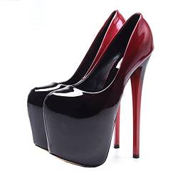 Damen High Heels Plateau Sandalen Pumps 19CM Stiletto sexy Stripperin Pole Dance Party Prom Pumps,Schwarz,47 EU von BeAUZQ