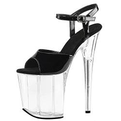 Damen Sexy High Heels 20CM Modisch Transparente Plateau Sandalen Hochzeit Kleid Pumps Stripper Club Pole Dance Schuhe Größe 34-46,Schwarz,36 EU von BeAUZQ