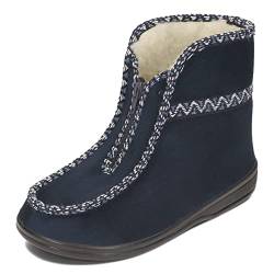 BAWAL Damen Warme Hausschuhe Winterschuhe Velours Gefüttert mit Wolle Reißverschluss Hohe Schaft 36 37 38 39 40 41 EU (Marineblau, EU Schuhgrößensystem, Erwachsene, Numerisch, M, 37) von BeComfy