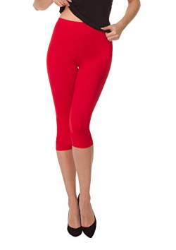 BeComfy Damen Leggings 3/4 Capri aus Baumwolle Viele Größen&Farben Blickdichte Leggins Rot Schwarz Graphit Grau Weiß Blau Rosa Beige (40, Rot) von BeComfy