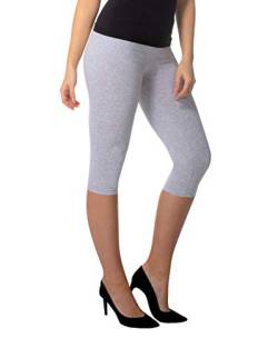 BeComfy Damen Leggings 3/4 Capri aus Baumwolle Viele Größen&Farben Blickdichte Leggins Rot Schwarz Graphit Grau Weiß Blau Rosa Beige (46, Grau) von BeComfy