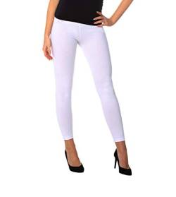 BeComfy Damen Leggings Knöchellang Blickdichte aus Baumwolle Casual Lange Hosen Schwarz Rot Grau Graphit Beige Blau Größe: 36,38,40,42,44,46,48,50,52,54,56 (38, Weiß) von BeComfy