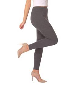 BeComfy Damen Leggings Knöchellang Blickdichte aus Baumwolle Casual Lange Hosen Schwarz Rot Grau Graphit Beige Blau Größe: 36,38,40,42,44,46,48,50,52,54,56 (44, Graphite) von BeComfy