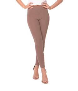 BeComfy Damen Leggings Knöchellang Blickdichte aus Baumwolle Casual Lange Hosen Schwarz Rot Grau Graphit Beige Blau Größe: 36,38,40,42,44,46,48,50,52,54,56 (54, Beige) von BeComfy