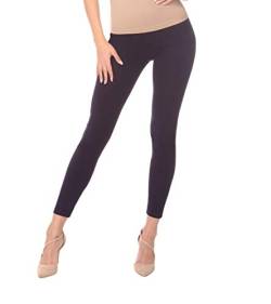 BeComfy Damen Leggings Knöchellang Blickdichte aus Baumwolle Casual Lange Hosen Schwarz Rot Grau Graphit Beige Blau Größe: 36,38,40,42,44,46,48,50,52,54,56 (54, Marineblau) von BeComfy