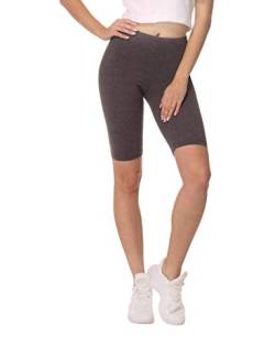 BeComfy Damen Radlerhose Leggings aus Baumwolle Sport Shorts Kurze Knielänge Blickdichte Rot Schwarz Blau Gelb Grau Graphit Weiß 36-56 (38 - M, Graphit) von BeComfy