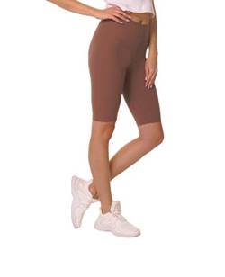 BeComfy Damen Radlerhose Leggings aus Baumwolle Sport Shorts Kurze Knielänge Blickdichte Rot Schwarz Blau Gelb Grau Graphit Weiß 36-56 (44-2XL, Beige) von BeComfy