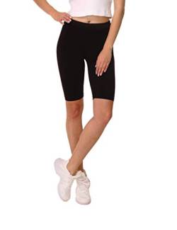 BeComfy Damen Radlerhose Leggings aus Baumwolle Sport Shorts Kurze Knielänge Blickdichte Rot Schwarz Blau Gelb Grau Graphit Weiß 36-56 (46-3XL, Schwarz) von BeComfy