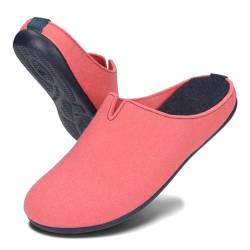 BeComfy Filzpantoffeln für Damen Hausschuhe mit Flexible Gummisohle Leichte Damenpantoffeln 35-42 EU (Korallenrot, EU Schuhgrößensystem, Erwachsene, Numerisch, M, 42) von BeComfy