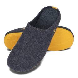 BeComfy Filzpantoffeln für Herren Hausschuhe mit Flexible Gummisohle Leichte Herrenpantoffeln Modell Komfort 39-47 EU (Blau, EU Schuhgrößensystem, Erwachsene, Numerisch, M, 39) von BeComfy