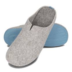 BeComfy Filzpantoffeln für Herren Hausschuhe mit Flexible Gummisohle Leichte Herrenpantoffeln Modell Komfort 39-47 EU (Grau, EU Schuhgrößensystem, Erwachsene, Numerisch, M, 45) von BeComfy