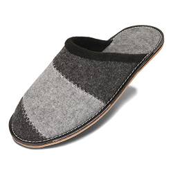 BeComfy Herren Filzpantoffeln Hausschuhe Pantoffel Filz Gummisohle Sehr Leicht Grau Schwarz 40 41 42 43 44 45 46 EU (Anthrazit, EU Schuhgrößensystem, Erwachsene, Numerisch, M, 44) von BeComfy