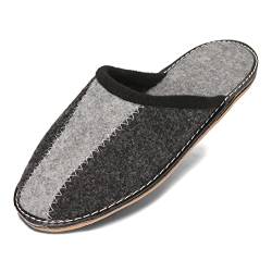 BeComfy Herren Filzpantoffeln Hausschuhe Pantoffel Filz Gummisohle Sehr Leicht Grau Schwarz 40 41 42 43 44 45 46 EU (Graphite, EU Schuhgrößensystem, Erwachsene, Numerisch, M, 42) von BeComfy