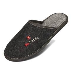 BeComfy Herren Filzpantoffeln aus naturreinem Filz Hausschuhe mit Gummisohle - Sehr Leicht - Hausschuhe Pantoffel Filz Crema Braun 40 41 42 43 44 45 46 (43 EU, Schwarz Rot BeComfy) von BeComfy