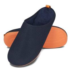 BeComfy Herren Hausschuhe aus luftigem Netzmaterial mit Flexible Gummisohle Leichte Herrenpantoffeln 39-47 EU (Marineblau, EU Schuhgrößensystem, Erwachsene, Numerisch, M, 43) von BeComfy