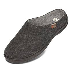 BeComfy Herren Wollen Filz Pantoffeln Feste Sohle Hausschuhe Naturrein Filz Rutschfest Filzpantoffeln Braun Grün Größe 40 41 42 43 44 45 (Schwarz, numeric_41) von BeComfy