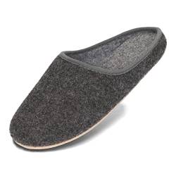 BeComfy Unisex Filzpantoffeln mit Gummisohle Damen Herren Filz Hausschuhe 36-46 EU (Graphit, EU Schuhgrößensystem, Erwachsene, Numerisch, M, 39) von BeComfy