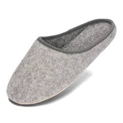 BeComfy Unisex Filzpantoffeln mit Gummisohle Damen Herren Filz Hausschuhe 36-46 EU (Grau, EU Schuhgrößensystem, Erwachsene, Numerisch, M, 38) von BeComfy