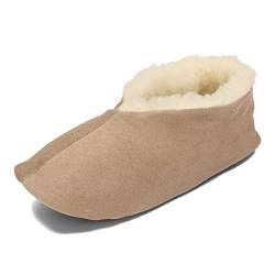 BeComfy Warme Leder Hausschuhe Wolle Damen Herren Wildleder Winter Gefüttert Pantoffeln Schaffell 36-46 EU (Beige, eu_Footwear_Size_System, Adult, Women, Numeric, medium, Numeric_40) von BeComfy