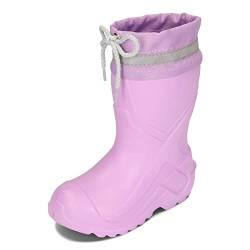 BeKiddy Kinder EVA Stiefel Ultraleicht Regenstiefel Jungen Mädchen Blau Gelb Rosa 24-37 EU (Rosa, numeric_28) von BeKiddy