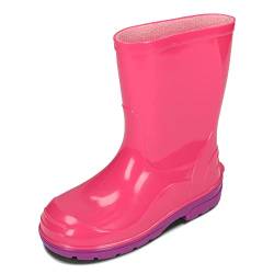 BeKiddy Kinder Gummistiefel Mädchen Jungen Regenstiefel Wasserdicht Rot Blau Grün Rosa 20-35 EU (Rosa, numeric_22) von BeKiddy