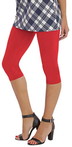 BeLady Damen Leggings 3/4 Capri aus Baumwolle Blickdichte Leggins Viele Größen Viele Farben Schwarz Grafitgrau Dunkelblau Grau Weiß Blau Rosa Braun (Rot, 3XL) von BeLady