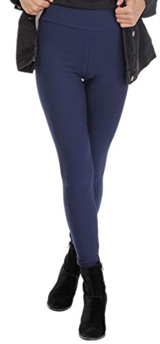 BeLady Damen Thermo Leggings Knöchellang aus Baumwolle mit Weichem Warmen Innenfleece Abnehmen Hose mit Hoher Bund Schwarz Dunkelblau Grafitgrau Rot S M L XL 2XL 3XL (Dunkelblau, L) von BeLady