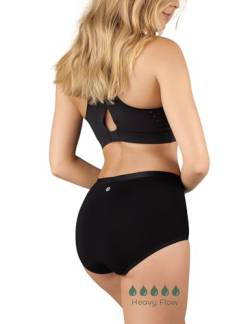 BeMee Nighttime High Waist Slip, Perioden-Slip, Menstruations-Unterwäsche, Bambus-Viskose, atmungsaktiv, schadstoff-frei bei mittlerer bis starker Blutung, schwarz, Größe M von BeMee