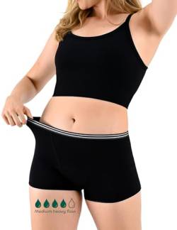 BeMee Nighttime Sleep Shorts, Perioden-Slip, Nachtwäsche, Menstruations-Unterwäsche für die Nacht, Bambus-Viskose, auslaufsicher, schadstoff-frei bei mittlerer bis starker Blutung, schwarz, Größe M von BeMee