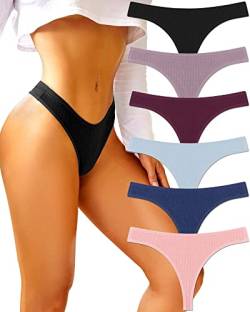 BeReady 6er Pack String Tanga Damen Set Baumwoll Unterhosen Sexy Unterwäsche für Frau Sexy Slip for Women Dessous Thong Panties Mehrpack S-XL von BeReady