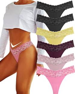 BeReady 6er Pack String Tanga Damen Set Seamless Unterhosen Spitze Sexy Unterwäsche für Frau Sexy for Women Dessous Thong Panties Mehrpack S-XL von BeReady