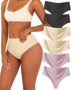 BeReady Bauchweg String Tanga Damen Seamless Slips High Waist Unterhosen Frauen Atmungsaktiv Unterwäsche Mehrpack von BeReady