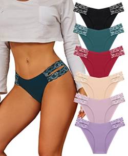 BeReady Seamless Slips Damen Spitze Nahtlose Unterwäsche Frauen Sexy Spitzen Unsichtbarer Unterhosen Damen Nahtlos Brazilian Slip Damen Mehrpack 6er Pack von BeReady