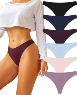 BeReady Seamless String Tanga Damen Nahtlose Unterwäsche Frauen Seamless Slips Damen Niedrige Taille Weich Unterhosen Mehrpack 6er Pack von BeReady