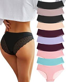 BeReady Spitze Damen Unterwäsche Seamless Slips Damen V Taille Spitzen Nahtlose Hipster Unterhosen Mehrpack von BeReady