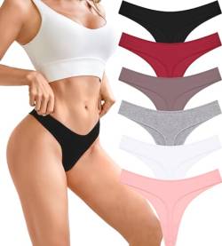 BeReady String Tanga Damen Baumwolle Sexy Unterwäsche Frauen Set Unterhosen Damen Slips Mehrpack Atmungsaktiv Thong Bikini Pantys 6 Pack von BeReady