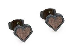 BeWooden Ohrringe | Ohrstecker mit Holzdetail | Motiv Herz | Heart Earrings | Mode Schmuck (Apis Nox Earrings Heart) von BeWooden