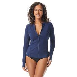 Beach House Damen Beach Solids Ava Rashguard mit langen Ärmeln, Reißverschluss vorne - Blau - X-Small von Beach House