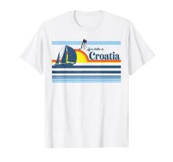 Kroatien - Strand Retro 70er 80er Jahre Segelboot Sonnenuntergang Vintage T-Shirt von Beach Retro Travel Souvenir Sunset Vintage 70s 80s