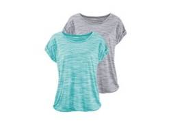 T-Shirt BEACHTIME Gr. 40/42, grün (mint, meliert, grau, meliert) Damen Shirts Jersey von Beach Time