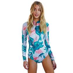 Beachkini Damen Surfen Bademode Einteilige UV-Schutz Langarm Rashguard Badeanzug,Blau,L von Beachkini