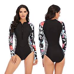 Beachkini One-Piece Swimsuit for Women Long-Sleeved Swimwear with Front Zip Triangle Swimsuit,04,S von Beachkini