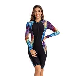 Beachkini One-Piece Swimsuit for Women Long-Sleeved Swimwear with Front Zip Triangle Swimsuit,72 Farbenfroh,XL von Beachkini