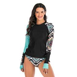 Women's Long Sleeve Printed Swimwear Two Pieces Swimsuit Rash Guard Surfwear,Sky Blue,XXL von Beachkini