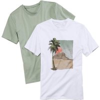 Beachtime T-Shirt (Packung, 2-tlg) mit Frontdruck und unifarben - mit Rundhals-Ausschnitt von Beachtime