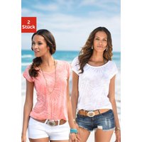 Witt Weiden Damen T-Shirt apricot, weiß von Beachtime