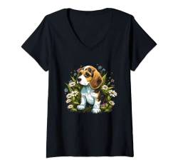 Damen Niedlicher Beagle-Welpe für Herren, Damen, Kinder T-Shirt mit V-Ausschnitt von Beagle Dog Lovers Designs