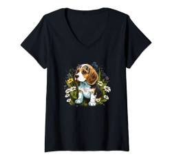 Damen Niedlicher Beagle-Welpe für Herren, Damen, Kinder T-Shirt mit V-Ausschnitt von Beagle Dog Lovers Designs