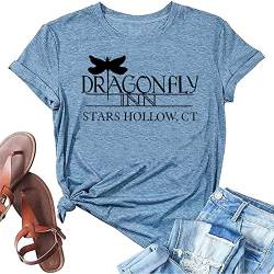 Gilmore Mädchen T-Shirt mit Libellen-Aufdruck und Aufschrift "Dragonfly Inn Stars", blau, Groß von Bealatt